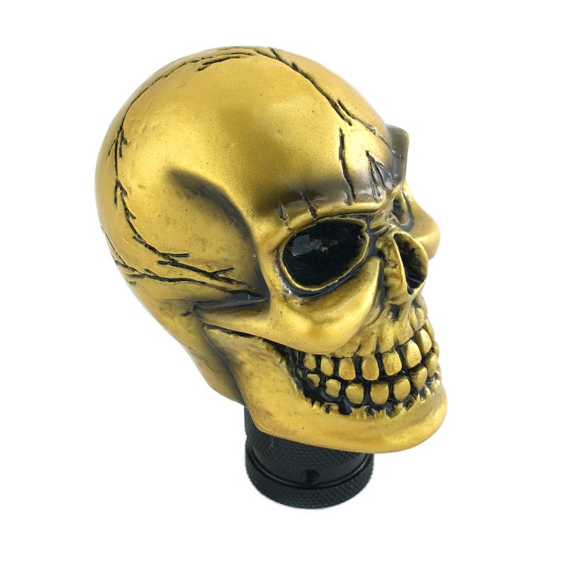 Arenbel Car Gear Lever Grip Knobs Skull Head Racing Shift Stick Manual Shifter Handle Fit Most Auto Manual Vehicles, Gold - Image 5