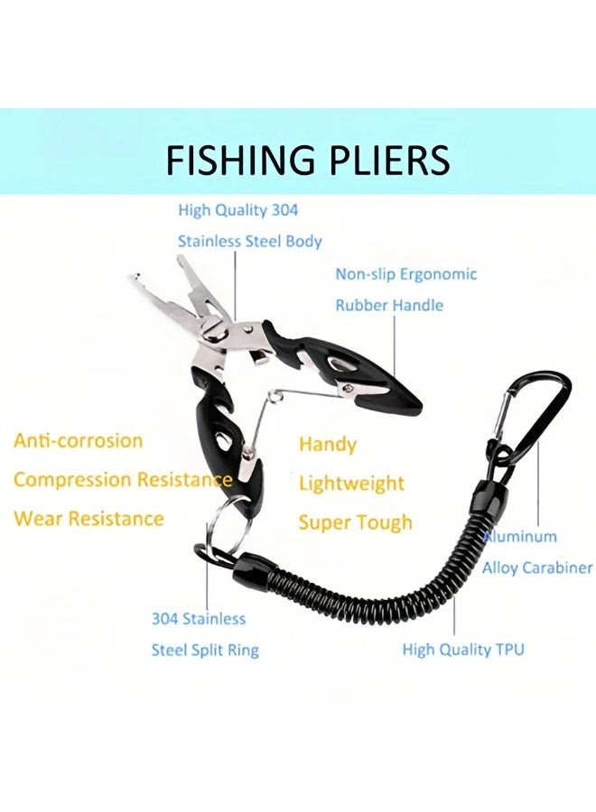 عام كماشة صيد، أداة متعددة الوظائف لإزالة الخطاف وحلقات الفصل، إكسسوارات معدات الصيد، قاطع خطوط من الفولاذ المقاوم للصدأ مع غمد وحزام، مجموعة أدوات صيد الذباب. - Image 2