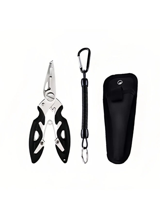 عام كماشة صيد، أداة متعددة الوظائف لإزالة الخطاف وحلقات الفصل، إكسسوارات معدات الصيد، قاطع خطوط من الفولاذ المقاوم للصدأ مع غمد وحزام، مجموعة أدوات صيد الذباب. - Image 1