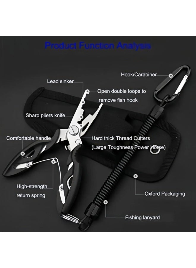 عام كماشة صيد، أداة متعددة الوظائف لإزالة الخطاف وحلقات الفصل، إكسسوارات معدات الصيد، قاطع خطوط من الفولاذ المقاوم للصدأ مع غمد وحزام، مجموعة أدوات صيد الذباب. - Image 3