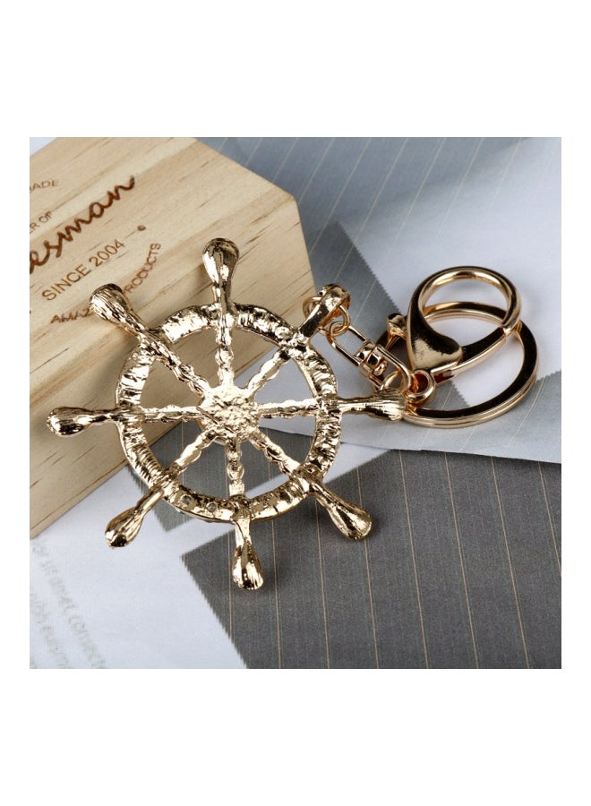 NIBEMINENT Crystal Studded Ship Wheel Shaped Key Chain Blue/Silver - Image 4