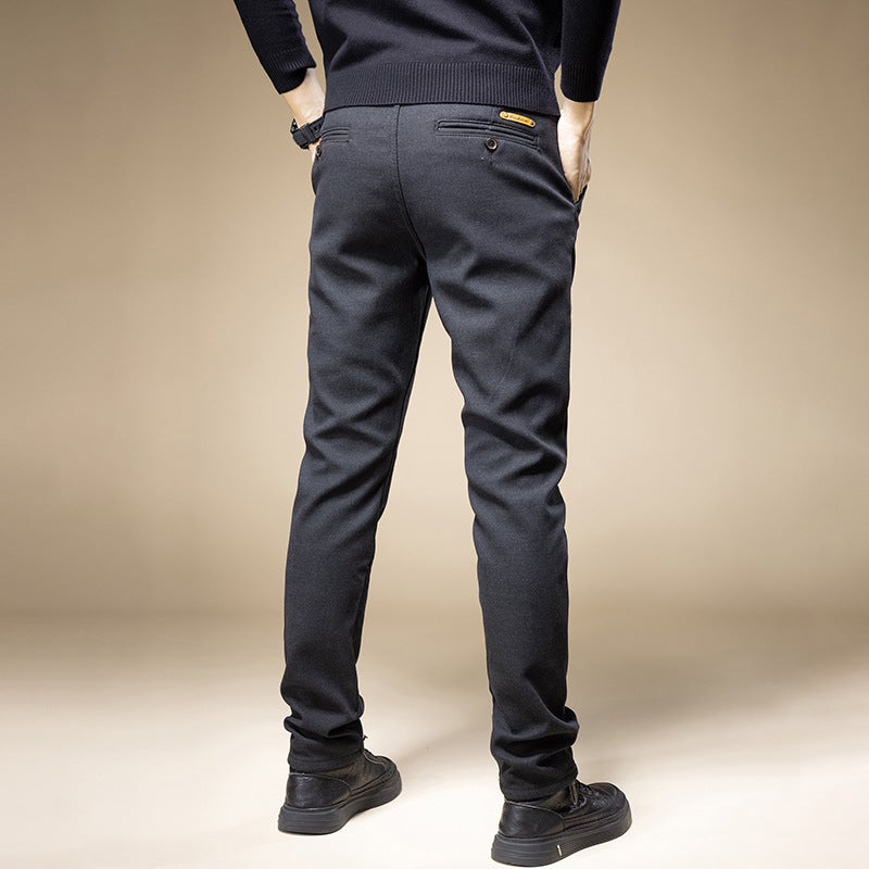 Casual Pants Mens Korean-style Trendy Slim-fit Scrub Pants for Four Seasons Stretch All-match New Arrival Black Long Pants for Men 505 Black  - Image 5