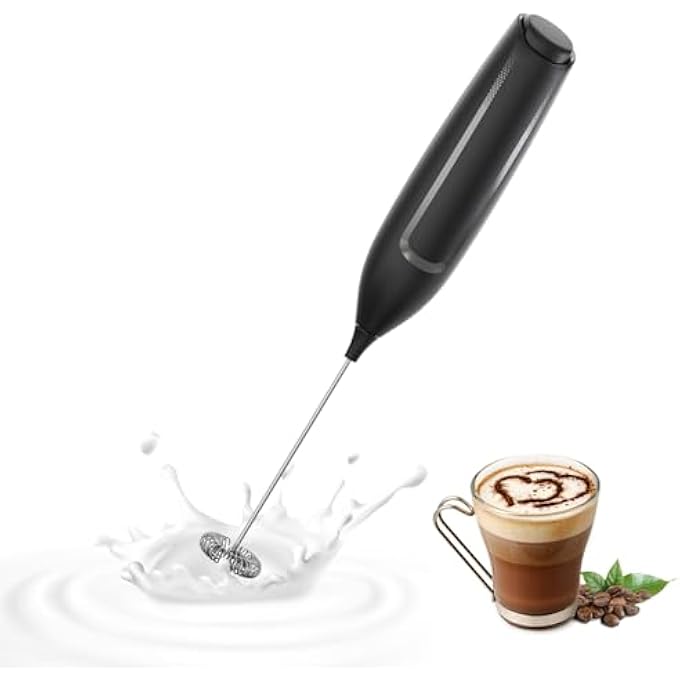 JIMYIU Powerful Milk Frother Handheld Battery Electric Foam Maker Frother Wand Drink Mixer With Stainless Steel Whisk For Coffee Matcha Lattes Cappuccino Black - Image 2