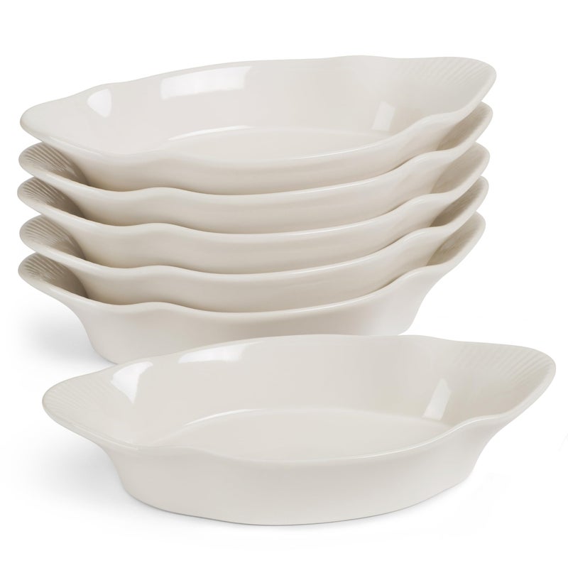 Au Gratin Baking Dishes by Kook Mini Casserole Dish Set of 6 for Banana Split Oven and Microwave Safe Dishwasher Safe Ceramic Dishes Lasagna  Cobblers Individual Serving 12 oz Ivory