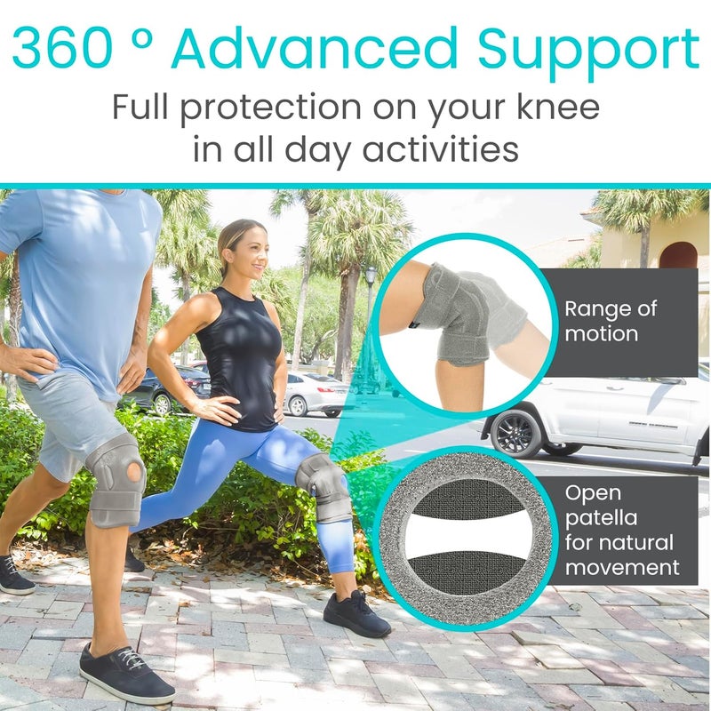 VIVE دعامة الركبة القابلة للطي من فيف  تخفف تمزق الرباط الصليبي الأمامي والرباط الجانبي والغضروف  خفيفة الوزن ومريحة وقابلة للتنفس  تغليف مفتوح للركبة مع مثبتات جانبية  للنساء والرجال  حزام قابل للتعديل لالتهاب الأوتار - Image 2