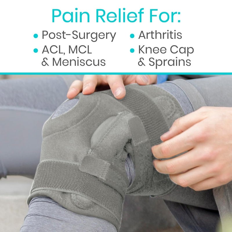 VIVE دعامة الركبة القابلة للطي من فيف  تخفف تمزق الرباط الصليبي الأمامي والرباط الجانبي والغضروف  خفيفة الوزن ومريحة وقابلة للتنفس  تغليف مفتوح للركبة مع مثبتات جانبية  للنساء والرجال  حزام قابل للتعديل لالتهاب الأوتار - Image 4