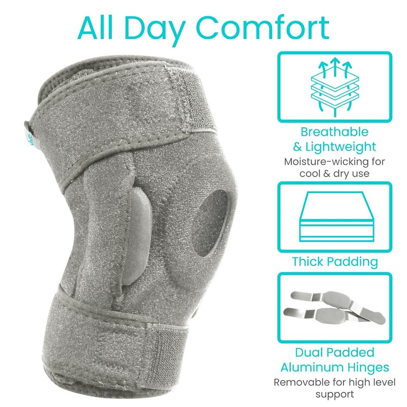 VIVE دعامة الركبة القابلة للطي من فيف  تخفف تمزق الرباط الصليبي الأمامي والرباط الجانبي والغضروف  خفيفة الوزن ومريحة وقابلة للتنفس  تغليف مفتوح للركبة مع مثبتات جانبية  للنساء والرجال  حزام قابل للتعديل لالتهاب الأوتار - Image 3