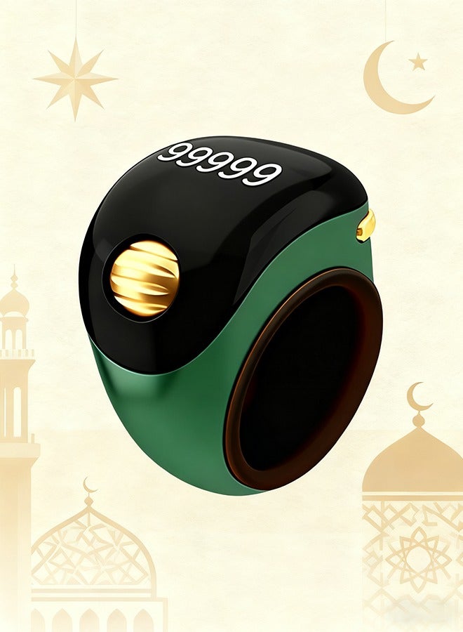 Intelligent Zikr Ring with Vibration & Scroll Count | Waterproof OLED Display + Adjustable Size + 5-7 Day Standby Green - Image 1