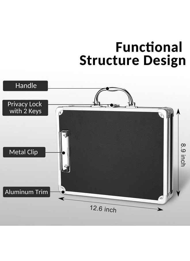 Sooez - Key Lock Clipboard Storage Box Heavy Duty Clipboard With Storage Metal Locking Storage Clipboard With Handle Lock Box Maximum Security Holds Letter Size Paper 12.6 X 9.6 Inch Black - Image 1