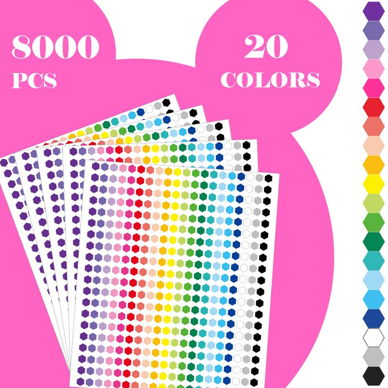 YSHIHE 8000 PCS Small Dot Stickers 1/3" Shaped Stickets 20 Colors Color Coding Labels Circle Label Stickers for Office,Classroom - Image 2