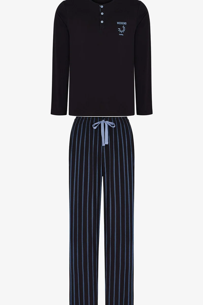 PENTI Men's Nightform Striped Long Sleeve Pajama Set