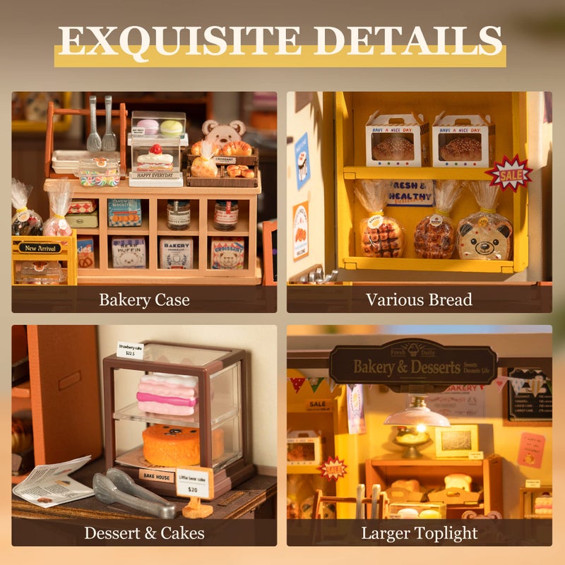ROBOTIME Miniature House Kit DIY Mini Dollhouse with Accessories Tiny Store Making Kit with LED Light Hobby Birthday Gifts for Kids & Adults - Image 2