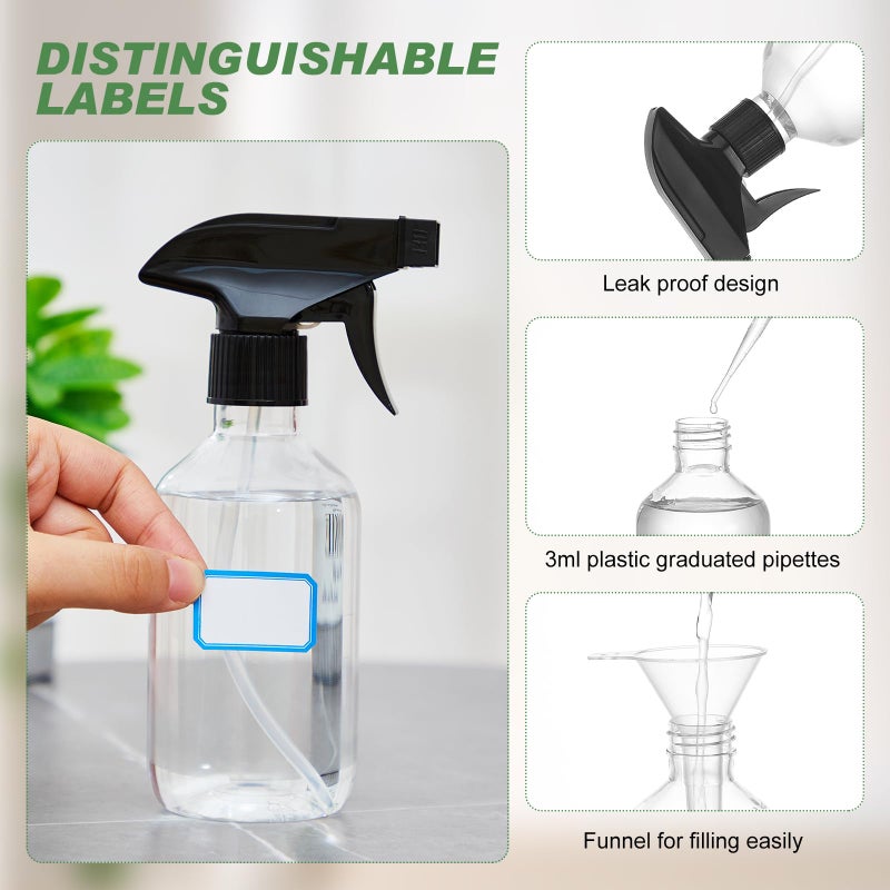 LOYIM 9 Pack 10oz/300ml Plastic Spray Bottle Bulk for Plant Small Spray Bottle Fine Mist Water Sprayer Upgraded Adjustable Nozzle Refillable Empty Containers for Cleaning, Hair, Cooking(Clear) - Image 3