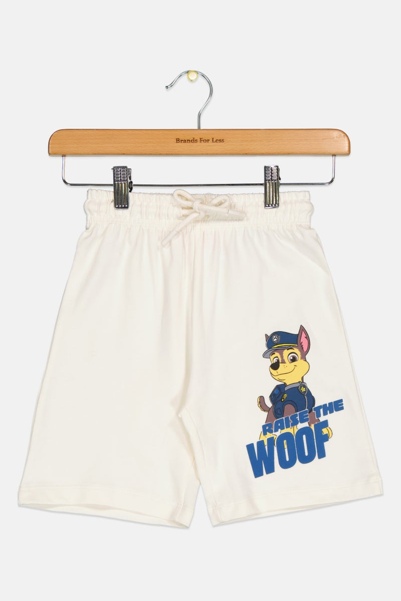 nickelodeon Kids Boy Paw Patrol Drawstring Shorts, Off White  - Image 1