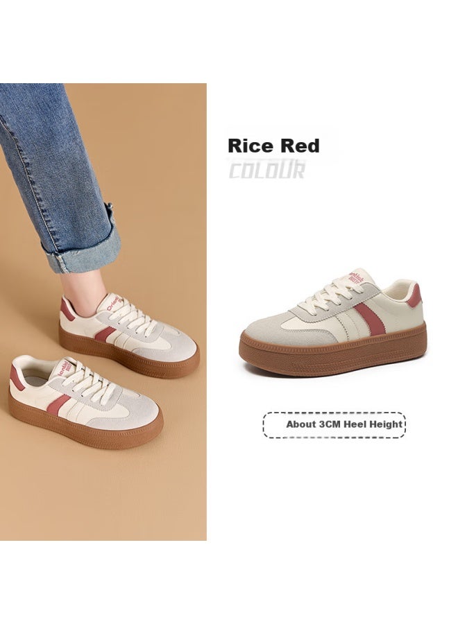 DUSTO Da Dong De Xun Women's Shoes Autumn New Fashion Casual Simple Striped Lace-up Board Shoes 7560 - Image 1