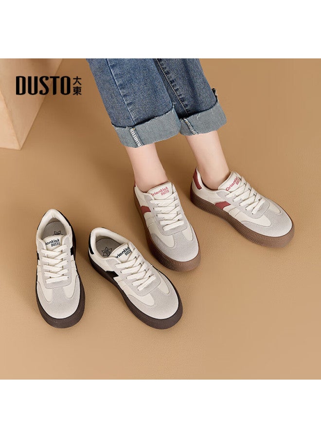 DUSTO Da Dong De Xun Women's Shoes Autumn New Fashion Casual Simple Striped Lace-up Board Shoes 7560 - Image 2