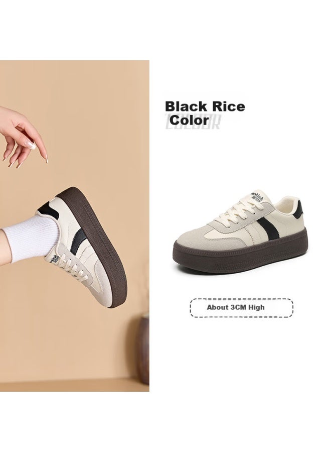 DUSTO Da Dong De Xun Women's Shoes Autumn New Fashion Casual Simple Striped Lace-up Board Shoes 7560 - Image 3