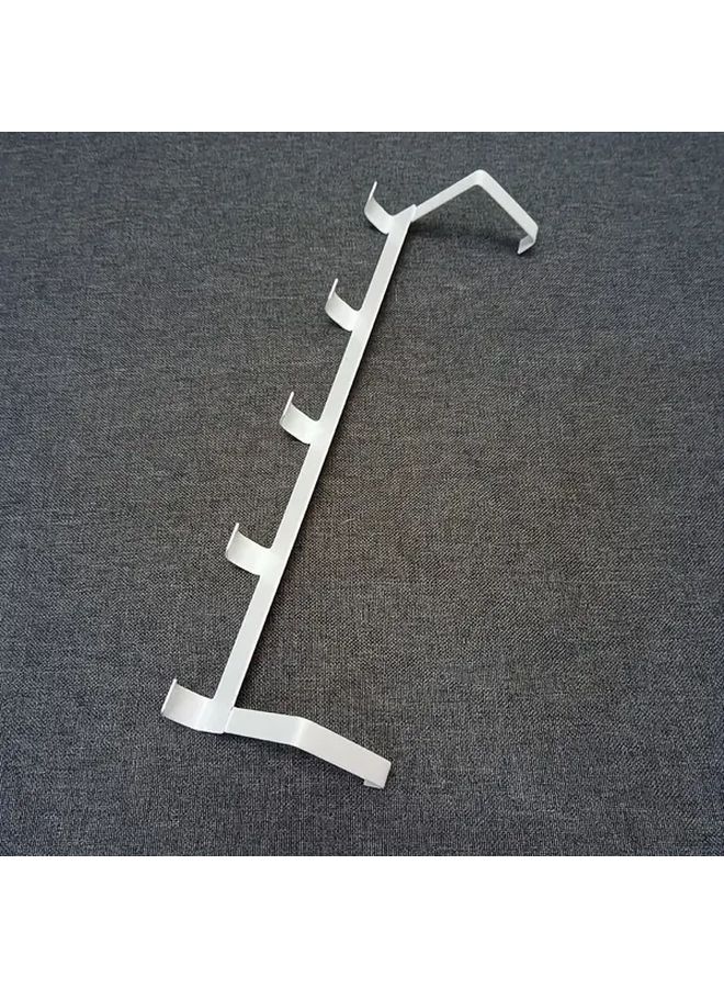 White 5 Hook Over The Door Hanger For Bags Hats Robes Towels Durable Coat Hook - Image 1