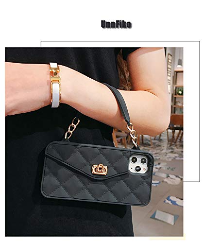 UnnFiko Wallet Case Compatible with iPhone 13 Pro Max, Cute Light Luxury Bag Design, Purse Flip Card Pouch Cover Soft Silicone Case with Handstrap Long Shoulder Strap (Black, iPhone 13 Pro Max) - Image 3
