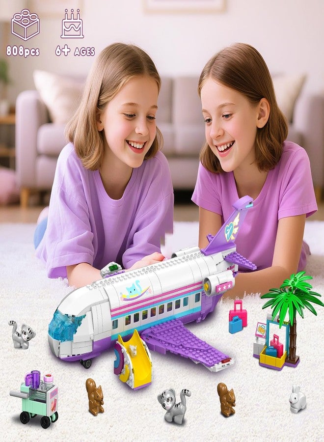 HOGOKIDS 3-in-1 Friends Airplane Building Toy Set - 808PCS Plane/Boat/Camper Van Building Toys with Cute 6 Mini Animals, Slide, Fun Accessories and Stickers, Birthday Gifts for Girls Boys Age 8-12+ - Image 3