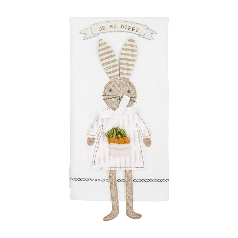 Mud Pie Easter Bunny Dangle Leg Towel Pink Bunny 21 x 14