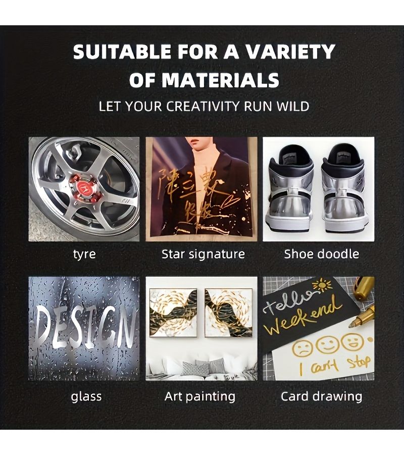 Silvery Marker Pens For Graffiti Painting Stone Glass Ceramics Metal Wood Art Supplies - Image 3