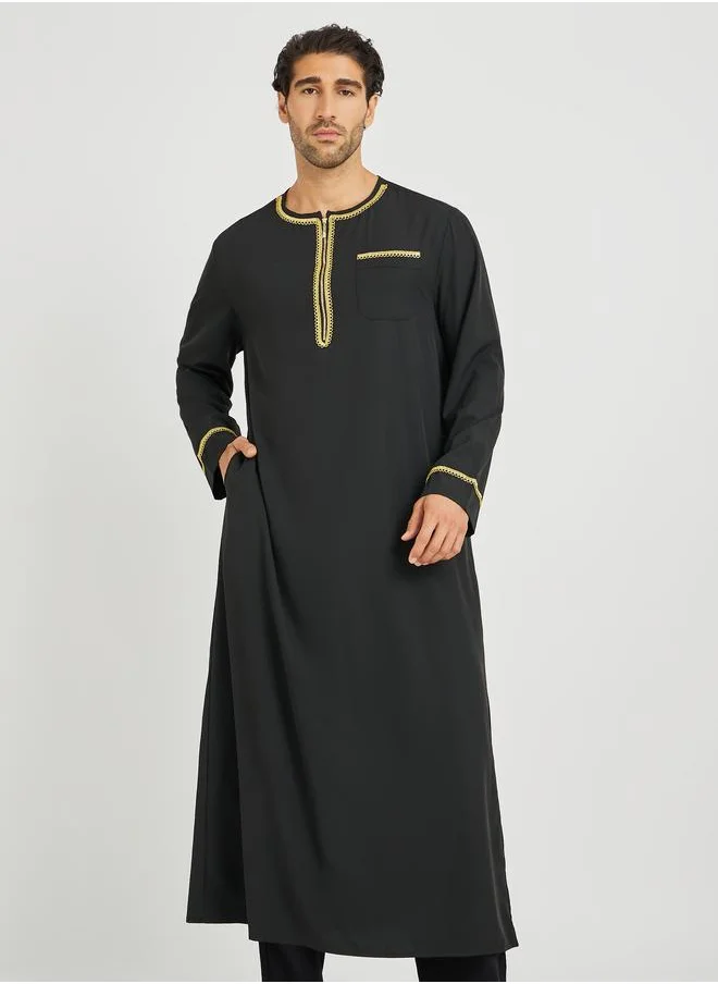 Take Two Take Two Men Lace Detail Long Sleeve Round Neck Thobe