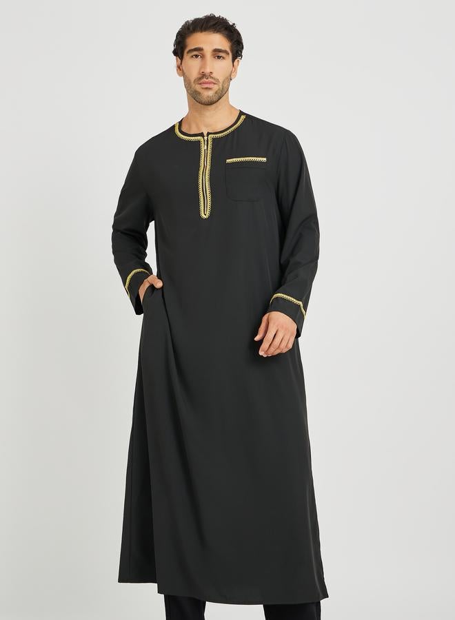 Take Two Take Two Men Lace Detail Long Sleeve Round Neck Thobe  - Image 1