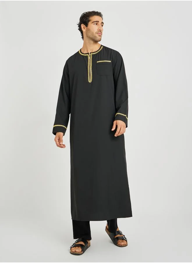Take Two Take Two Men Lace Detail Long Sleeve Round Neck Thobe
