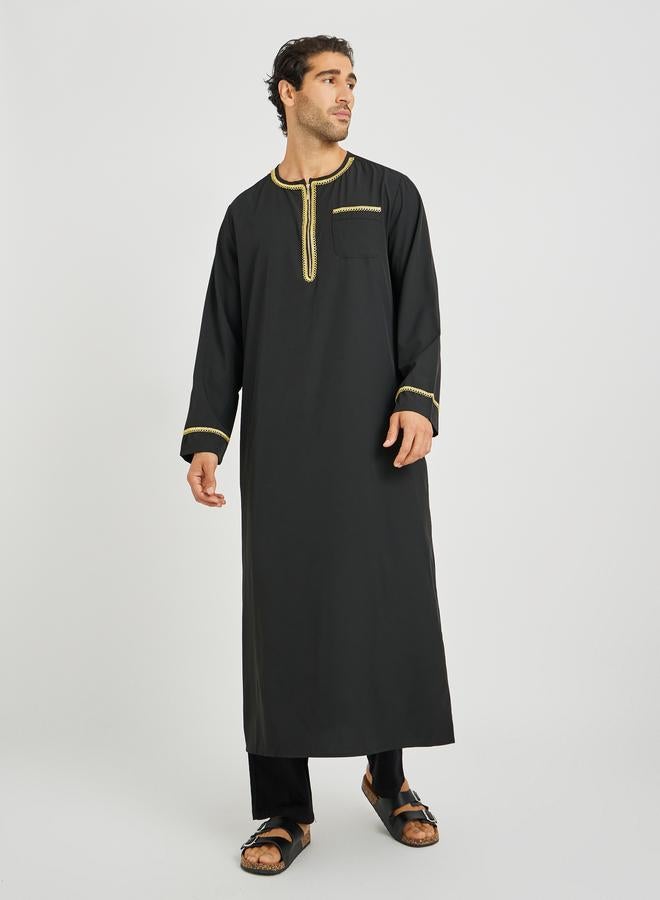 Take Two Take Two Men Lace Detail Long Sleeve Round Neck Thobe  - Image 2