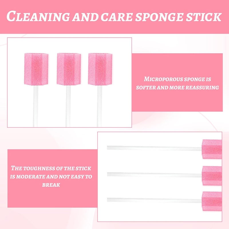 Eophmi Oral Mouth Swabs Sponges,30 PCS Mouth Sponges on Stick for Hydration,Oral Care Sponge Swab Disposable,Mouth Swabs for End of Life Care Dental Care Kit Foam Swab Sticks for Oral Care (Pink) - Image 3