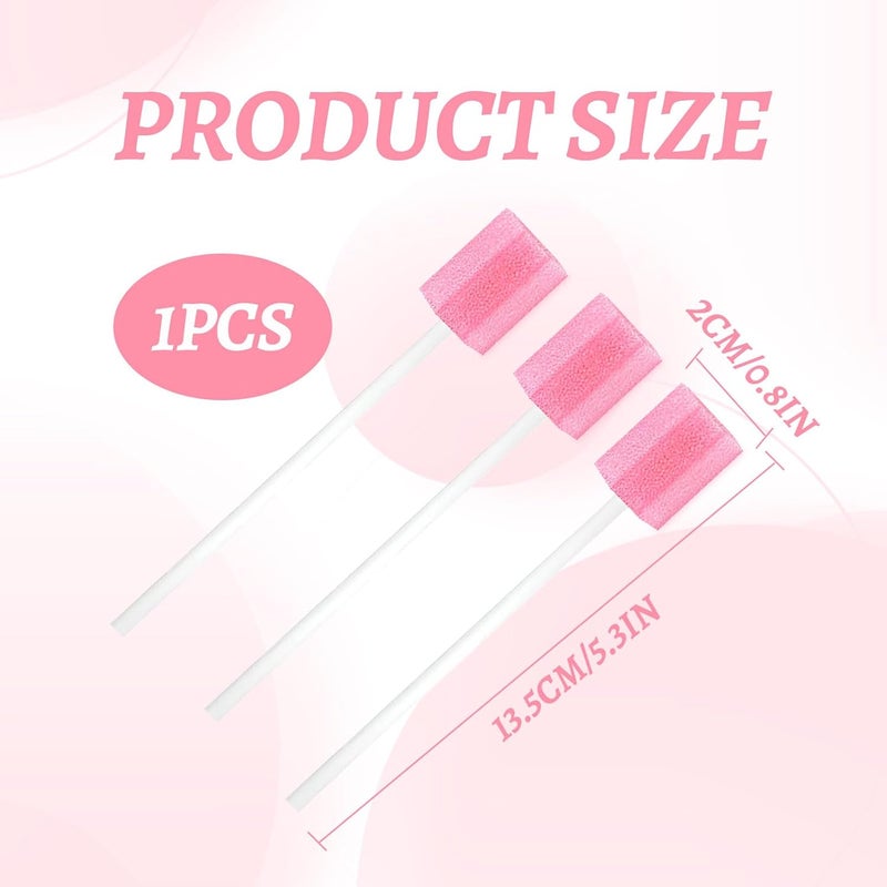 Eophmi Oral Mouth Swabs Sponges,30 PCS Mouth Sponges on Stick for Hydration,Oral Care Sponge Swab Disposable,Mouth Swabs for End of Life Care Dental Care Kit Foam Swab Sticks for Oral Care (Pink) - Image 2