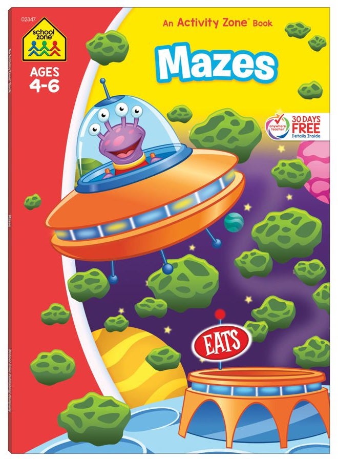 School Zone Mazes Workbook - 64 Pages, Ages 4 to 6, Preschool, Kindergarten, Maze Puzzles, Problem-Solving, and More (School Zone Activity Zone® Workbook Series) (Deluxe Edition 64-Page) - Image 1