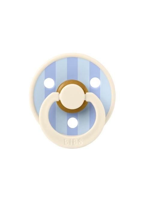 BIBS Pacifier Studio Colour Block | Round Nipple Baby Pacifier | BPA Free Natural Rubber Latex Soother | Made in Denmark | Size 1 (0-6 months) Ivory/Dusty Blue - Flow Pack