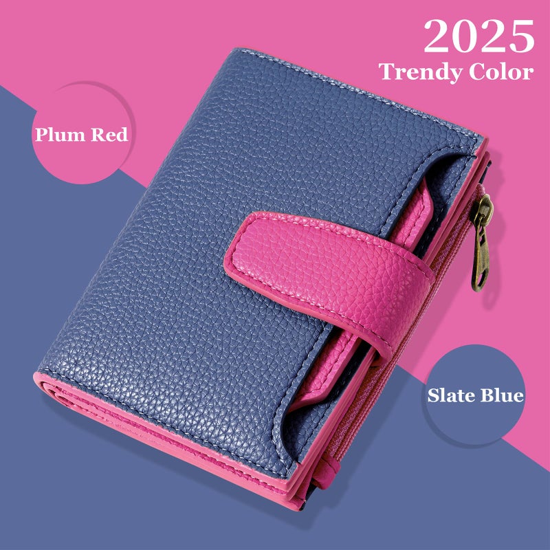 Airkit Small Wallet Women RFID Blocking Soft Leather Bifold Compact Card Holder Wallet for Women with Zipper Coin Pocket 4 ID Window - Image 2