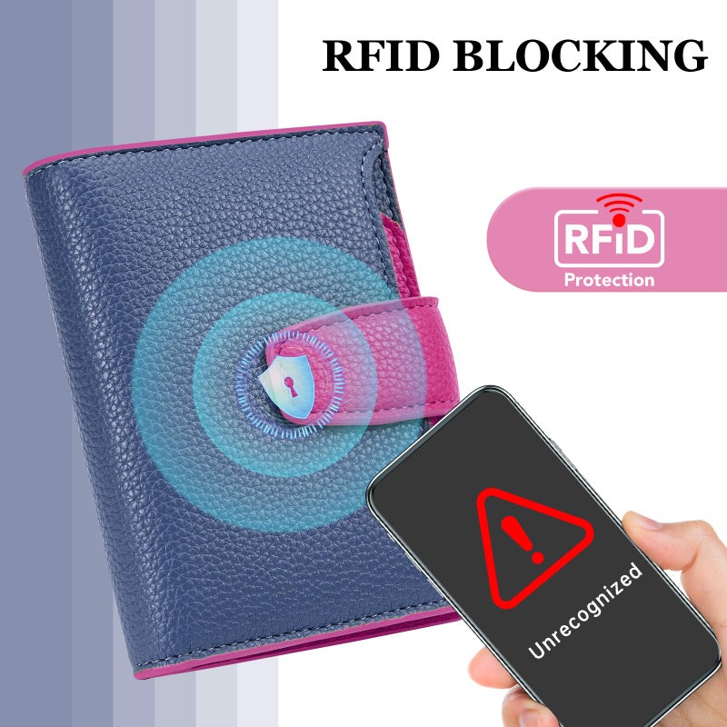 Airkit Small Wallet Women RFID Blocking Soft Leather Bifold Compact Card Holder Wallet for Women with Zipper Coin Pocket 4 ID Window - Image 4