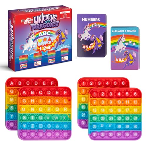 THE FIDGET GAME Unicorns vs Dragons Fun Educational ABC Toys to Learn Alphabet Numbers Shapes Colors Interactive Learning Tools for PreK Kindergarten - Image 1