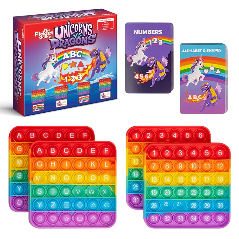 THE FIDGET GAME Unicorns vs Dragons Fun Educational ABC Toys to Learn Alphabet Numbers Shapes Colors Interactive Learning Tools for PreK Kindergarten - Image 3
