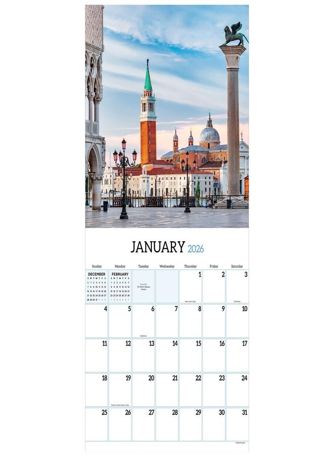TF Publishing 2026 Italy Wall Calendar - Large Grids for Appointments and Scheduling - Vertical Monthly Wall Calendar 2026 with Premium Gloss Paper for Home and Office Organization - 12in x 12in - Image 2