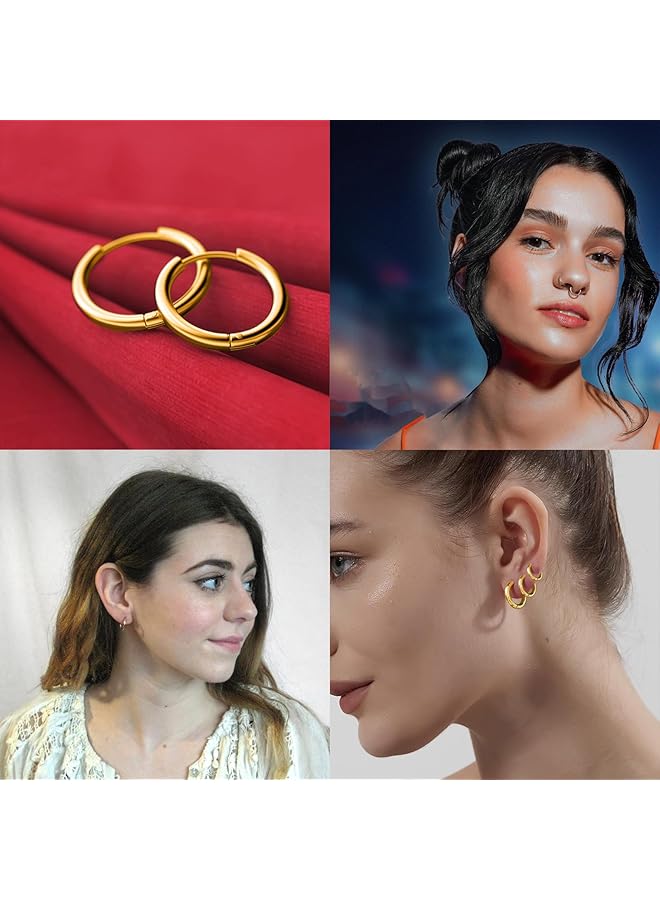 erorex 2 Pairs Gold Hoop Earrings 8Mm – Hypoallergenic Classic Design For Men And Women – Comfortable Everyday Wear – Elegant Jewelry Accessory - Image 5