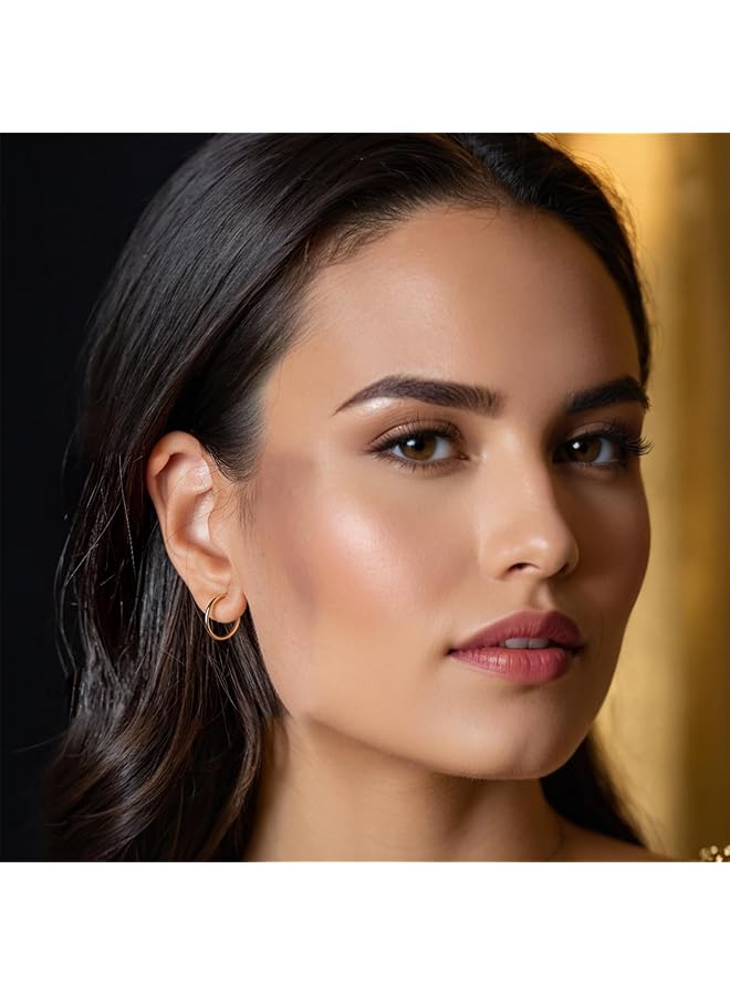 erorex 2 Pairs Gold Hoop Earrings 8Mm – Hypoallergenic Classic Design For Men And Women – Comfortable Everyday Wear – Elegant Jewelry Accessory - Image 2