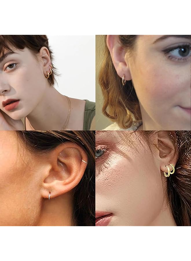 erorex 2 Pairs Gold Hoop Earrings 8Mm – Hypoallergenic Classic Design For Men And Women – Comfortable Everyday Wear – Elegant Jewelry Accessory - Image 4