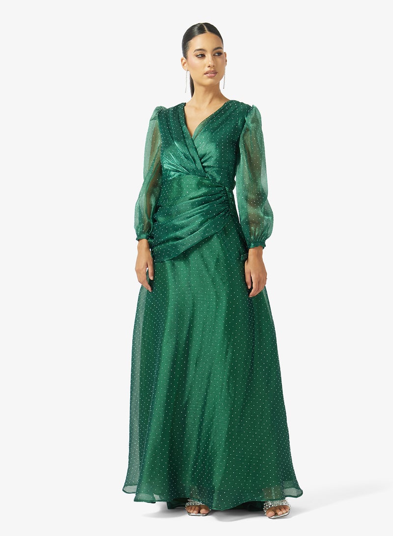 نمشي x فستان سهرة لامع بكسرات - Image 1