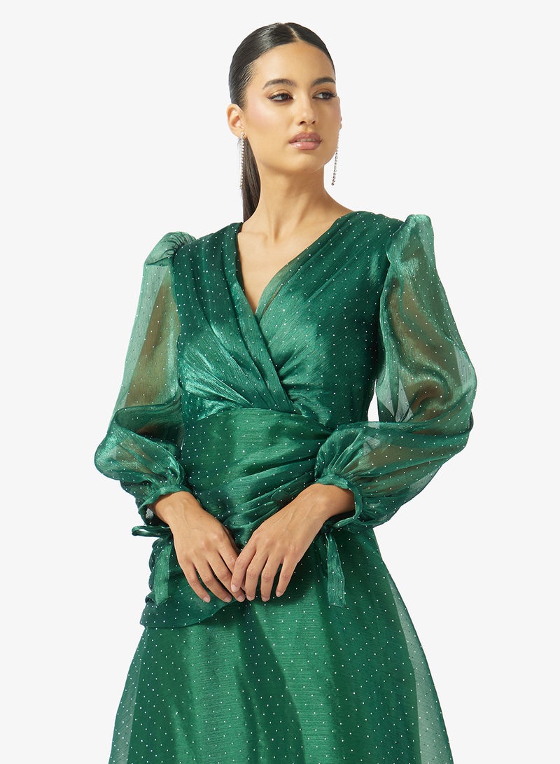 نمشي x فستان سهرة لامع بكسرات - Image 3