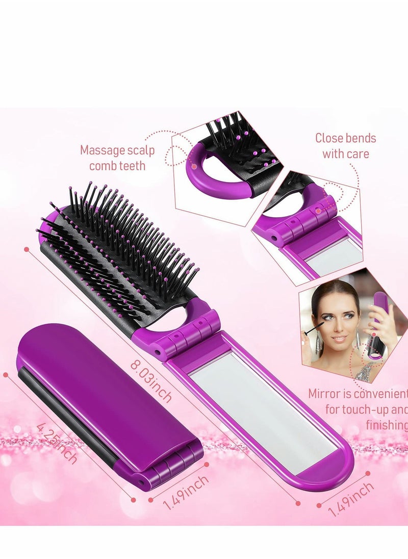 Y&D 12 Pcs Travel Hair Brush Portable Folding with Mirror, Mini Compact Comb Collapsible Pocket for Family Purse Gift  - Image 4