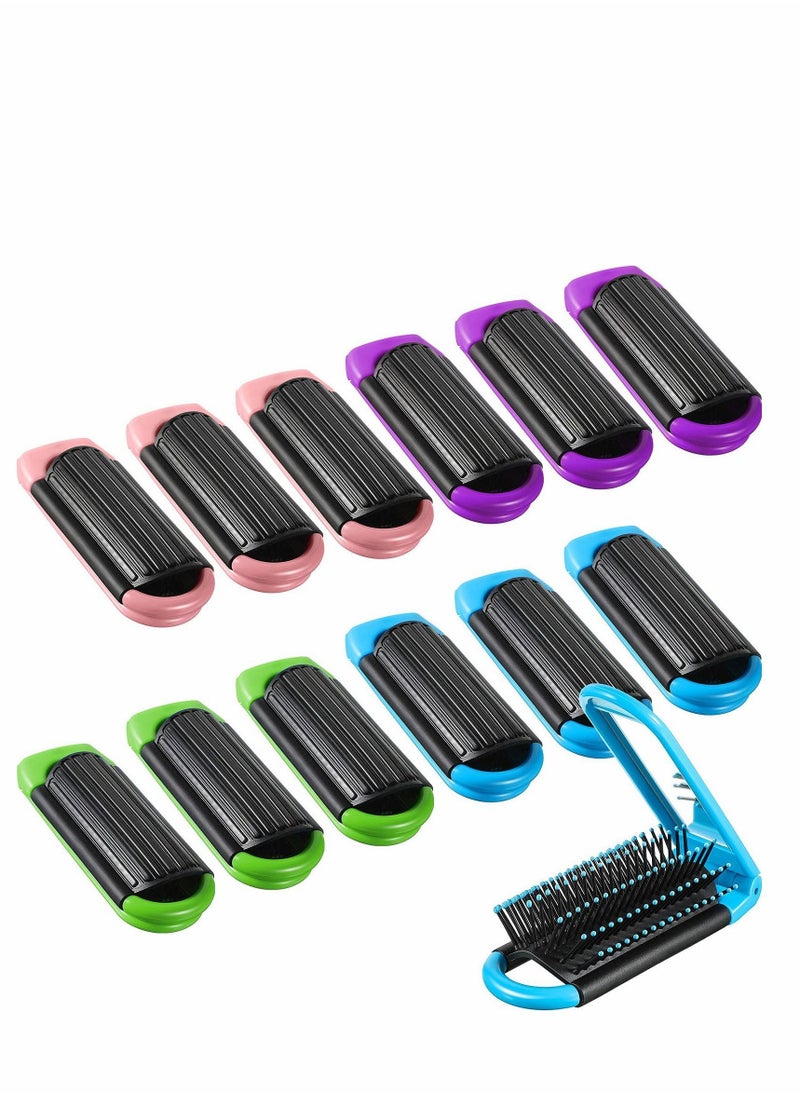 Y&D 12 Pcs Travel Hair Brush Portable Folding with Mirror, Mini Compact Comb Collapsible Pocket for Family Purse Gift  - Image 1