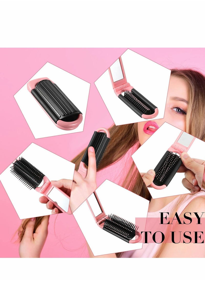 Y&D 12 Pcs Travel Hair Brush Portable Folding with Mirror, Mini Compact Comb Collapsible Pocket for Family Purse Gift  - Image 2