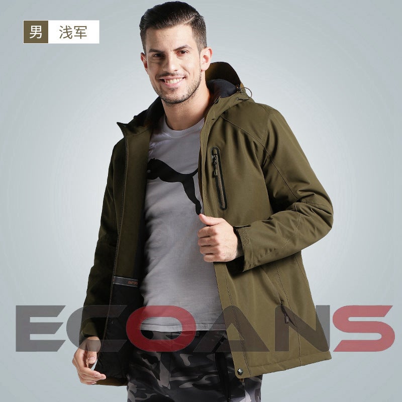 Winter Smart Heating Down Cotton Rusher Clothes for Men and Women USB Carbon Fiber Heating Travel Jacket Heating Cotton Clothes [Female] pink  - Image 4