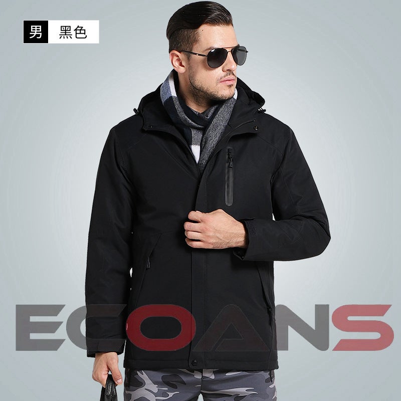 Winter Smart Heating Down Cotton Rusher Clothes for Men and Women USB Carbon Fiber Heating Travel Jacket Heating Cotton Clothes [Female] pink  - Image 5