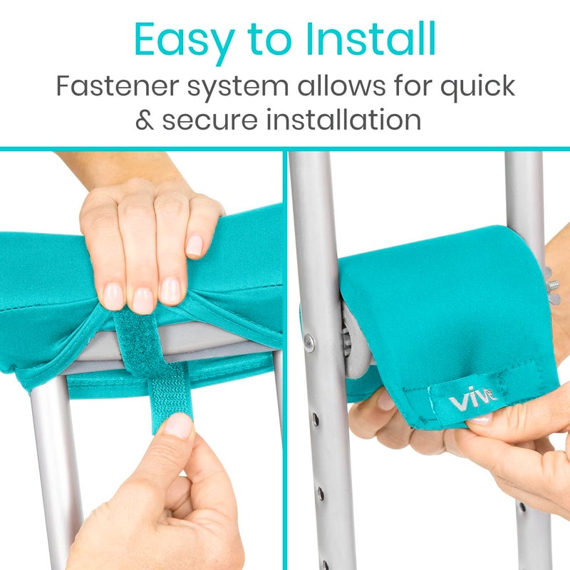Vive Premium Crutch Pads & Hand Grips - Comfortable, Breathable, Machine Washable Padding - Moisture Wicking & Odor Reducing Pillow Accessory Covers for Adult & Youth Walking Crutches - Image 5